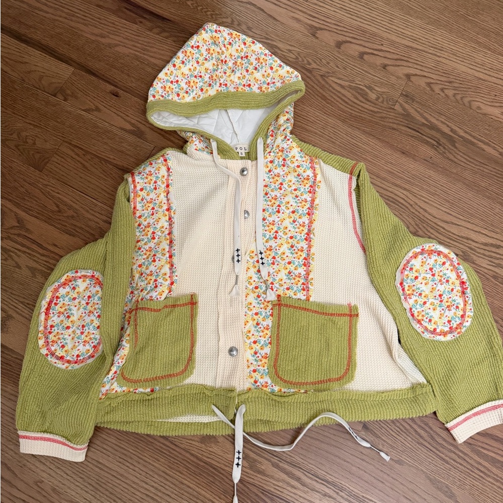 POL Patchwork Jacket in Lime Green - image 1